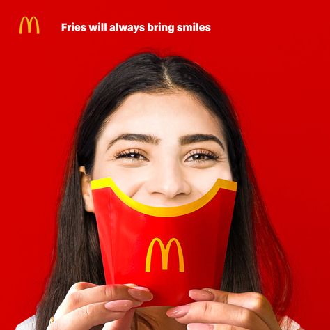 McDonald's: Fries will always bring smiles • Ads of the World™ | Part of The Clio Network Macdonald Ads, Mcdonalds Ads Creative Advertising, Smile Creative Ads, World Smile Day Creative Ads, Burger Advertising, Mcdonalds Ads, French Fries Day, Mcdonald's Fries, Mcdonald French Fries