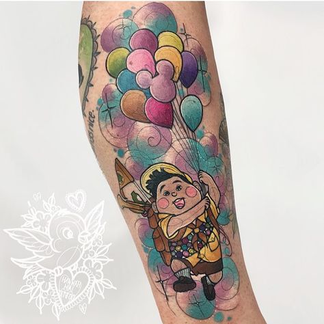 hanamai@live.co.uk on Instagram: “Russell from Disney Pixar UP! On my best mate @mchlxtylr who also looks a lot like Russell from UP 😂💕 *BIRMINGHAM DIARY NOW OPEN FOR…” Russell From Up, Russel Up, Disney Pixar Up, Best Mate, Up Tattoos, Disney Tattoos, Now Open, Flash Tattoo, Disney Pixar