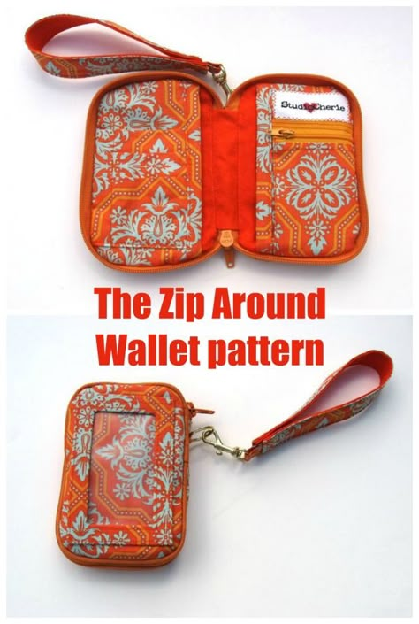 Zip Around Pouch Pattern, Id Wallet Pattern Free, Zip Around Wallet Pattern, Diy Id Wallet, Zip Pouch Pattern, Zipper Wallet Diy, Diy Wallets, Card Wallet Diy, Zipper Wallet Pattern