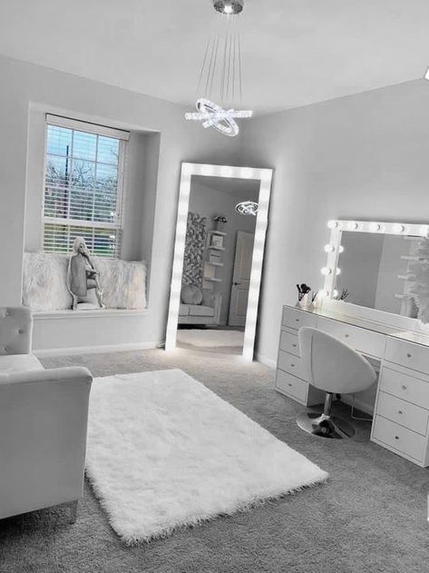 Cozy Area In Bedroom, Silver Room Decor Bedroom Luxury, White And Grey Asthetics Room, Room Decor Bedroom Chavvy, Chav Room Girl, Bedroom Inspo Chavvy, Small Room Makeover, Bedroom Ideas For Small Rooms Cozy, Grey Bedroom Decor