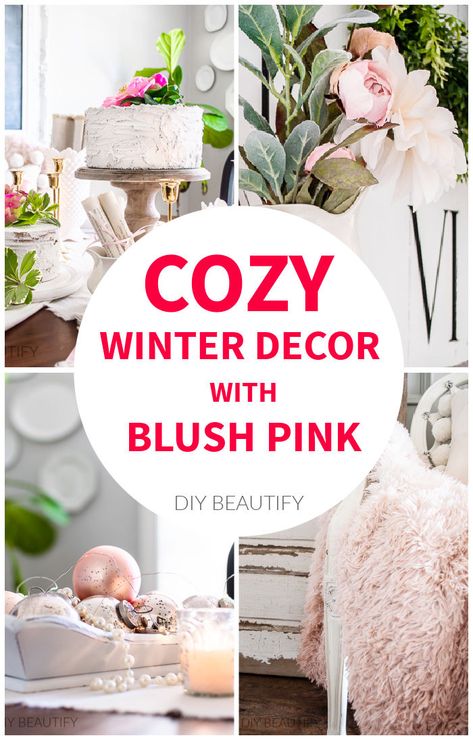 Feminine Christmas Decor, Pink Winter Decor, Boho Winter Decor, January Mantle Decor, Winter Decor Ideas For The Home, Hygge Winter, January Decor, Winter Decor Ideas, Winter Bedroom