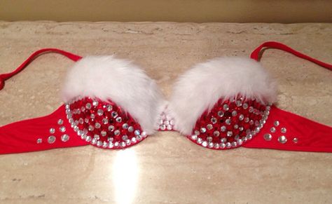 Rhinestone Bra Diy, Bedazzled Bra, Burlesque Bra, Decorated Bras, Bra Art, Bling Bra, Bunny Christmas, Holiday Lingerie, Bra Outfit