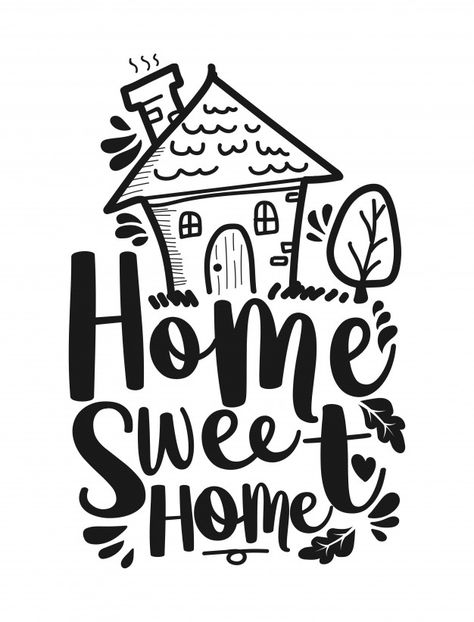 Home Sweet Home Lettering, Papan Tulis Kapur, Doodle Quotes, Vector Banner, Calligraphy Quotes, Hand Lettering Quotes, Drawing Quotes, Lettering Quotes, Family Quotes