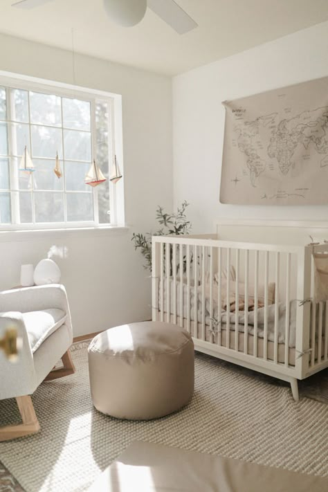 White Crib Boy Nursery, White Crib Nursery, Sweet Dreams Nursery, Small Baby Room, Baby Nursery Inspiration, Classic Nursery, White Crib, Adventure Nursery, Girl Nursery Room