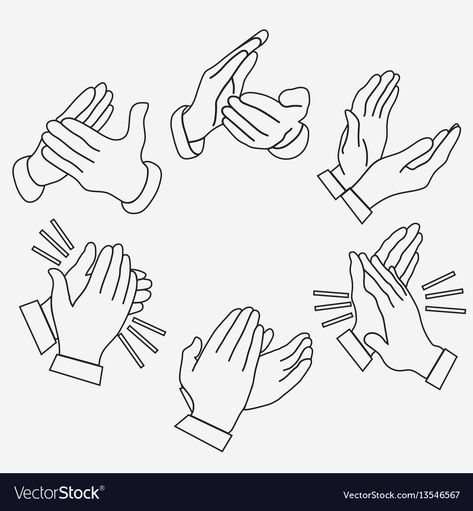 Clapping Hands, Hands Vector, Hand Drawing Reference, Linear Design, Hand Drawing, Design Vector, Pose Reference, Drawing Reference, Two Hands