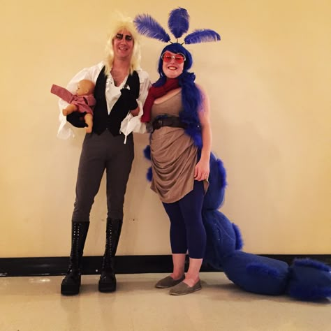 Labyrinth Worm Costume, Labrynth Worm Costume, Labrynth Costumes, Labyrinth Costume, Caterpillar Costume, Great Costume Ideas, Halloween Duos, Duo Costumes, Group Costumes