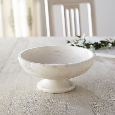 Hudson Pedestal Bowl New Traditional Interior Design, Pedestal Bowl, New Traditional, Entrance Gates, Elegant Dining, Ballard Designs, White Marble, Traditional Design, Decorative Bowls