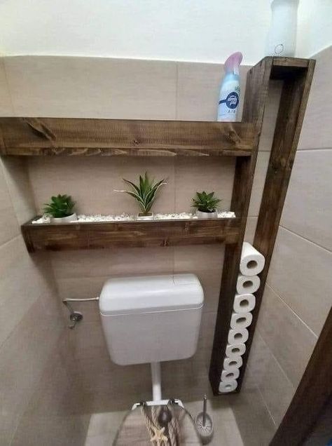 Toilet Room Decor, Diy Rustic Decor, Interior Design Per La Casa, Bathroom Storage Shelves, Toilet Room, Bathroom Design Decor, Bathroom Inspiration Decor, Diy Bathroom, Bathroom Organization