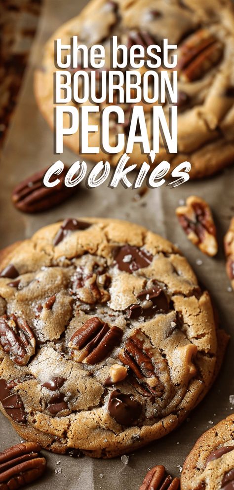 Brown Butter Bourbon Pecan Chocolate Chunk Cookies [30 Minutes] – Chasety Bourbon Toffee Cookies, Brown Butter Pecan White Chocolate Chunk, Bourbon Shortbread Cookies, Desserts With Whiskey, Bourbon Pecan Chocolate Chip Cookies, Brown Butter Bourbon Pecan Cookies, Caramel Pecan Chocolate Chip Cookies, Bourbon Pecan Cookies, Whisky Cookies