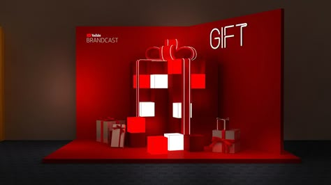 YOUTUBE - BRANDCAST on Behance Christmas Activation, Gift Graphic Design, Christmas Exhibition, Game Booth, Event Booth Design, Photo Booth Design, Christmas Booth, Fun Christmas Party Games, Gift Display