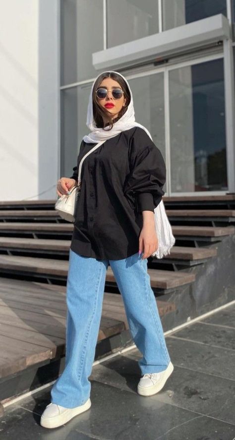 Jeans Tops Designs, Iranian Fashion, Persian Fashion, Blouse Casual Fashion, Muslim Outfits Casual, Iranian Women Fashion, Winter Fashion Outfits Casual, Fashion Top Outfits, Iranian Women