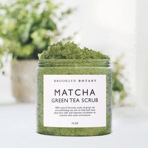 Matcha Scrub, Brooklyn Botany, Green Tea Body Scrub, Tea Skincare, Diy Green Tea, Exfoliating Products, Diy Teen, Baking Soda Scrub, Green Tea Scrub