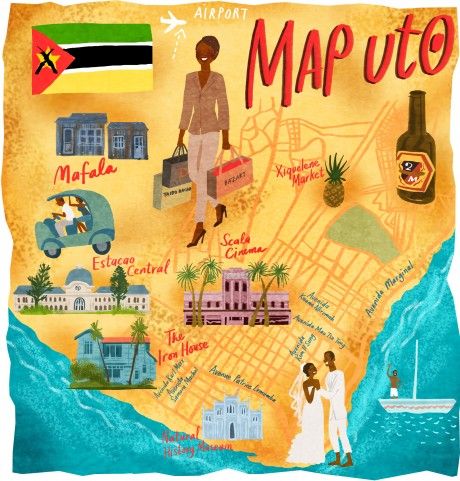 Maputo, Mozambique - Dermot Flynn #map #maputo #mozambique Africa Chic, Maputo Mozambique, Dutch Uncle, Airport Map, Star Wars Watch, Pictorial Maps, Exotic Holiday, Africa Do Sul, Maputo