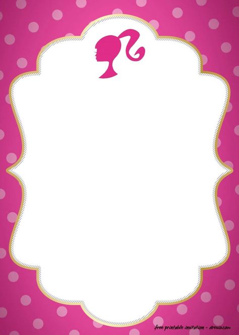 Barbie Party Invitations, Barbie Invitation Template, Build A Bear Birthday, Barbie Invitation, Polkadot Pink, Barbie Birthday Invitations, Barbie Pool Party, Barbie Invitations, Barbie Party Decorations