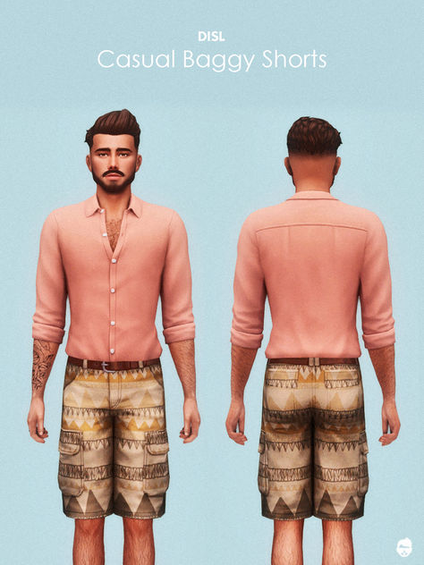 # 2 in our CC list linked here! Sims 4 Male Clothes, Sims 4 Male, Clothes Cc, Denim Texture, Sims Clothes, Male Clothes, Baggy Shorts, Sims 4 Maxis Match, Eternal Summer