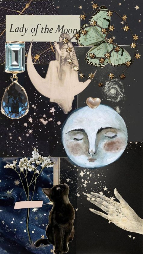 #moon #celestial #vintage Venus In Taurus Style Aesthetic, Moon Collage Aesthetic, Celestial Witch Aesthetic, Cosmos Aesthetic, Celestial Vintage, Celestial Room, Celestial Aesthetic, Moon Rainbow, Gothic Aesthetic