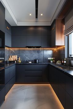 Modern Small Kitchen Design Ideas, Modern Small Kitchen Design, Modern Kitchen Design Trends, Small Kitchen Designs, Yellow Kitchen Cabinets, Small Kitchen Design Ideas, Black Kitchen Design, Kitchen Design Styles, Small Kitchen Design