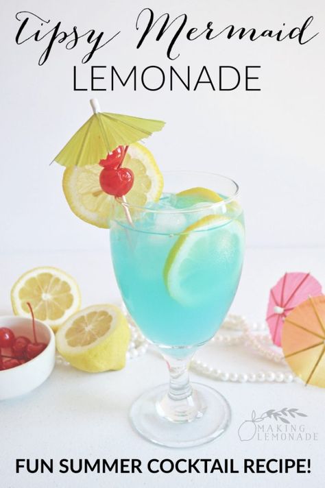 Tipsy Mermaid Lemonade Recipe (Fun Summer Cocktail!) | Making Lemonade Summer Drink Recipes Alcoholic, Fun Summer Cocktail Recipes, Alcoholic Lemonade, Spiked Lemonade Recipe, Mermaid Lemonade, Drink Recipes Alcoholic, Spiked Drinks, Popular Summer Drinks, Popsicle Cocktail