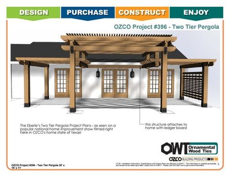 Pergola Attached To House Front Porches, Two Tier Pergola, Tiered Pergola, House Garage Ideas, Pergola Patio Attached To House, Patio Attached To House, Deck Pergola, Home Improvement Show, Cheap Pergola