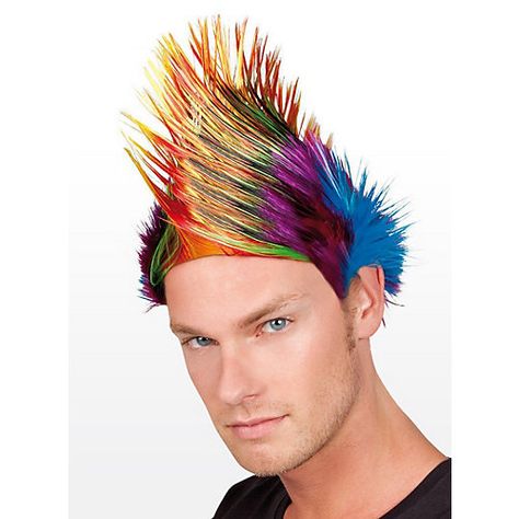 Mit dieser Bunter Iro-Perücke in leuchtenden Knallfarben lässt man jeden Regenbogen blass aussehen! Die Haare sind extrem haltbar nach oben hin zusammengegelt.  Jetzt wird’s richtig bunt! Mit dieser lustigen Bunter Iro-Perücke kann man nicht übersehen werden! Sie leuchtet in wahrhaft knalligen Farben: Orange, Gelb, Neongrün, Violett, Blau und Schwarz. Die Kunsthaare sind in der Mitte stark und haltbar nach oben gegelt. Jeder Regenbogen wird dagegen blass aussehen!    Alles Wichtige rund um unser Bob Hairstyles For Thick, Bob Haircut For Fine Hair, Punk Hair, Flat Iron Hair Styles, Haircuts For Fine Hair, Popular Hairstyles, Hair Pictures, Vintage Hairstyles, Bobs Haircuts