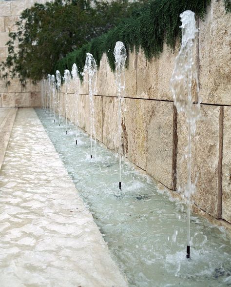 Waterscape Design, Indoor Water Features, Garden Water Feature, Pool Water Features, Getty Center, Fountain Design, Pool Fountain, Stone Fountains, Landscape Elements