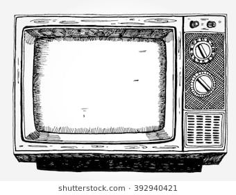 Hand Drawn Vintage TV Old Tv Drawing Art, Vintage Tv Illustration, Old Tv Sketch, Tv Reference Drawing, Vintage Tv Tattoo, Vintage Tv Drawing, Retro Tv Drawing, Old Tv Drawing, Television Drawing