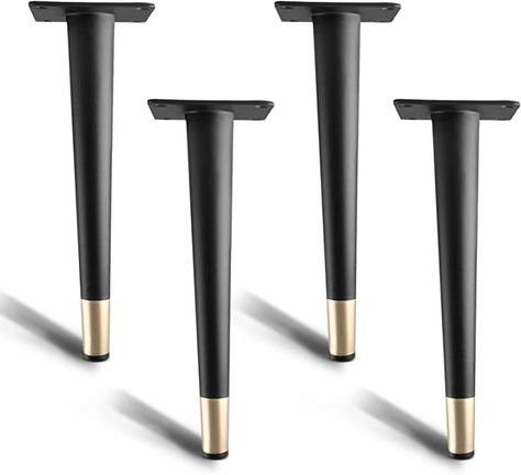 Amazon.com: Zorfeter 10 Inch Metal Furniture Legs Set of 4, Black Gold Oblique Tapered Legs Mid Century Conical Replacement Sofa Feet for Table Cabinet Cupboard Sofa, with Screws : Home & Kitchen Sofa Feet, Diy Cupboards, Circle Chair, Golden Furniture, Wood Furniture Legs, Metal Furniture Legs, Metal Sofa, Gold Furniture, Table Cabinet