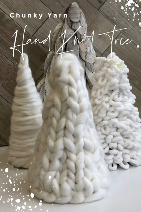 Learn how to hand knit beautiful Tree out of Chunky yarn. Dollar Tree Christmas craft #chunkyyarn #handknitchunkyyarn #handknit #christmas tree #dollartree craft Christmas Upcycle, Diy Christmas Crafts To Sell, Finger Knit, Yarn Trees, Christmas Crafts To Sell, Centerpiece Christmas, Christmas Yarn, Diy Yarn Crafts, Dollar Tree Christmas