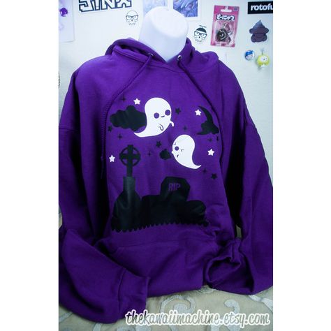 Ghost Graveyard, Gothic Hoodies, Goth Tops, Pastel Tops, Pastel Hoodie, Goth Hoodie, Kawaii Fairy, Star Hoodie, Pastel Goth Outfits