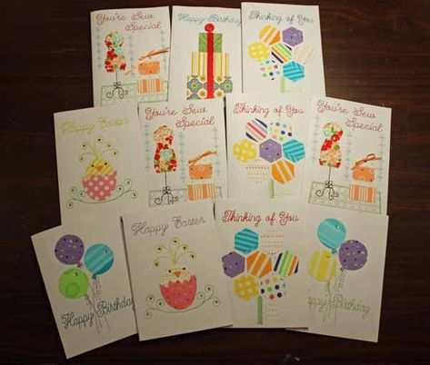 Machine Embroidery Cards on Paper or Cardstock | Needlepointers.com Machine Embroidery Cards, Embroidered Greeting Cards, Designs For Cards, Embroidery Library Design, How To Make Greetings, Days Of Creation, Embroidery Cards, Bible Crafts For Kids, Machine Pattern