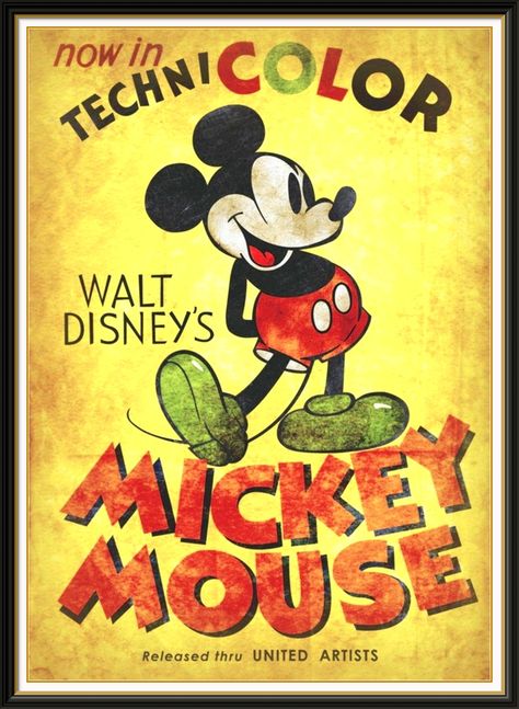 Disney Mickey Mouse Poster, Stare Reklamy, Old Posters, Disney Poster, Illustration Design Graphique, Mickey Mouse Vintage, Retro Future, Vintage Advertising Posters, Disney Posters