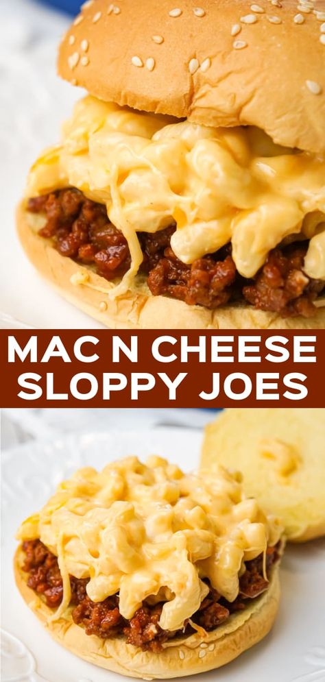 Recipes For Dinner Mac And Cheese, Qui K Dinner Ideas, Mac N Cheese Sloppy Joe, Sloppy Joe Recipe Ideas, Sandwich Recipes With Ground Beef, Easy To Make Dinner Ideas, Food To Cook With Ground Beef, Simple Recipes For Dinner For Two, Poor Dinner Recipes