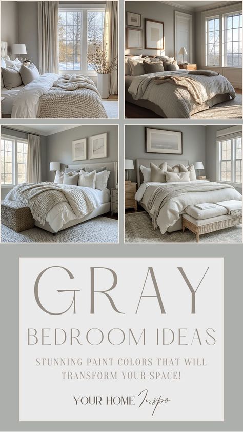 gray bedroom ideas Sherwin Williams Mindful Gray Bedroom, Gray Bedroom Walls Master Suite, Bedroom With Gray Walls Ideas, Best Gray Paint For Bedroom, Farmhouse Bedroom Colors Paint, Monochromatic Grey Bedroom, Gray Furniture Bedroom Color Combos, Gray Wall Colors Bedroom, Farmhouse Gray Bedroom