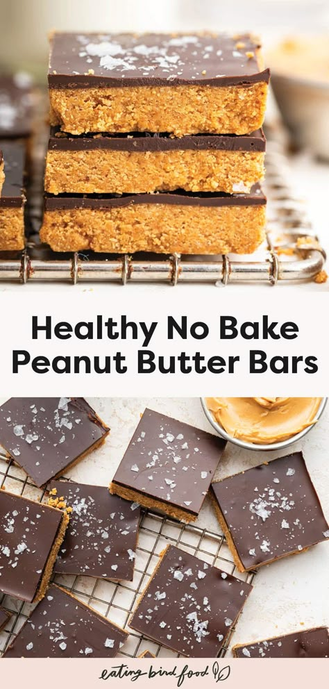 These no bake healthy peanut butter bars are made with 5 simple ingredients and super easy to whip up. No powdered sugar or butter needed! How To Use Pb2 Powdered Peanut Butter, Peanut Butter Bars No Bake 3 Ingredients, No Bake Peanut Butter Bars Healthy, Recipes Using Natural Peanut Butter, Pb Fit Peanut Butter Powder Recipes, No Bake Peanut Butter Oatmeal Bars, Recipes With Peanut Butter Powder, Peanut Butter Snacks Healthy, Healthy No Sugar Desserts