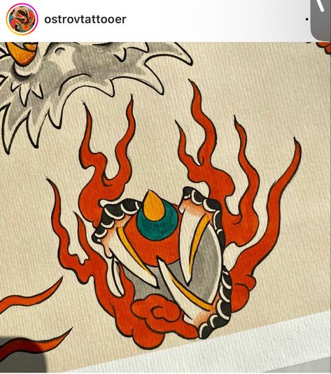 Hoju Tattoo, Japanese Flames Tattoo, Traditional Japanese Dragon, Sailor Jerry Tattoos, Flame Tattoos, Dragon Claw, Japanese Dragon, Japanese Tattoo Art, Japan Art