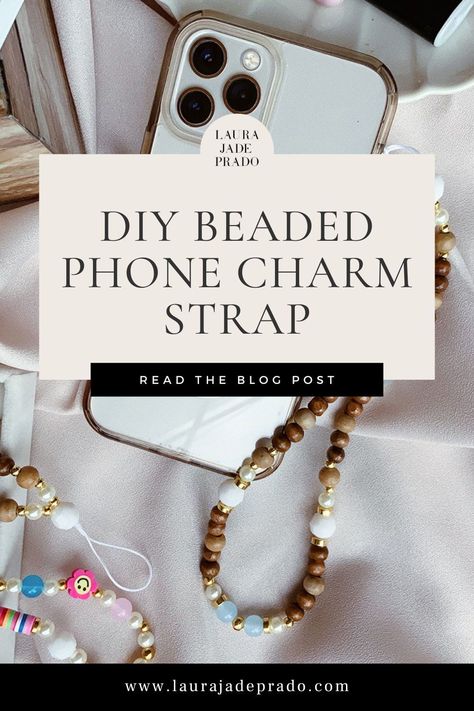 Learn how to create a unique beaded phone charm strap with this easy DIY guide and helpful step-by-step instructions. Like jewelry for your phone! The perfect handmade holiday gift idea that you can customize with any type of beads and charms for someone on your list who loves accessories! Phone Beads Strap Tutorial, How To Make Phone Lanyard, Phone Lanyard Tutorial, How To Make Beaded Phone Strap, Iphone Charms Diy, Phone Jewelry Diy, Diy Cell Phone Lanyard, Diy Phone Charm Strap, Phone Wristlet Beads Diy