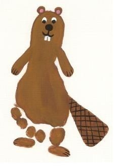 footprint beaver Canada Day Crafts, Hand Print Art, Footprint Craft, Fingerprint Art, Footprint Crafts, Worksheets For Preschool, Footprint Art, Handprint Crafts, Daycare Crafts