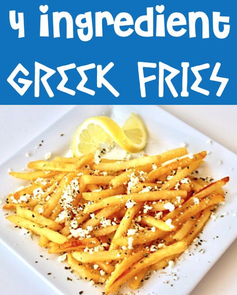 Greek Feta Fries Recipe, Greek Feta Fries, Feta French Fries, Greek French Fries Recipe, Sides For Gyros, Side Dish For Gyros, Gyro Fries Recipe, Greek Fries With Feta, Greek Side Dishes For Gyros