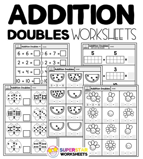 Addition Doubles Fact Worksheets. Free addition doubles worksheets for students working on addition math fact memorization.  Fun, interactive math worksheets from Addition Doubles Worksheet, Gr 2 Math Worksheets, Doubles Worksheet, Doubles Plus One, Tutoring Resources, Doubles Addition, Multiplication Facts Worksheets, Math Fact Worksheets, Doubles Facts