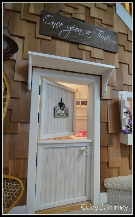 DSC_0575 Stair Playhouse, Stairs Playroom, Under Stairs Playhouse, Basement Addition, Cedar Shake Shingles, Kids Cubby, Playroom Closet, Shake Shingle, Kids Backyard