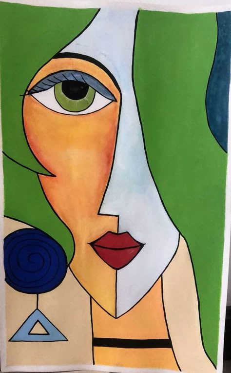 Cubism Art Ideas Easy, Cubist Portraits, Picasso Cubism, Modern Art Canvas Painting, Cubist Art, Cubism Art, My Mental Health, Abstract Face Art, Line Art Design