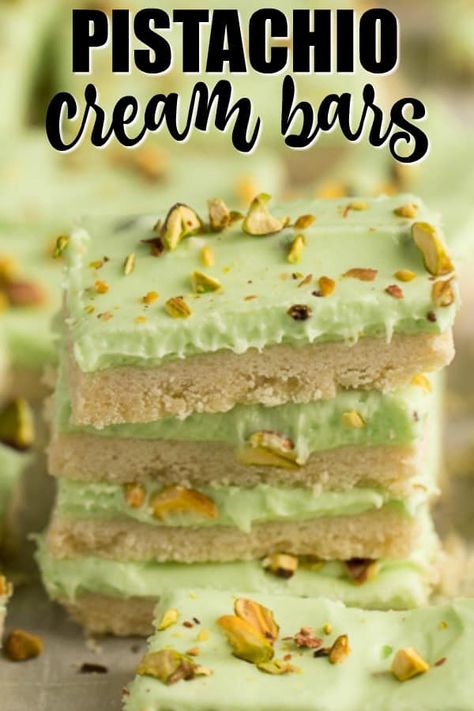 Pistachio Dessert, Simply Stacie, Dessert Mousse, Pistachio Recipes, Cookie Base, Pistachio Cookies, Pistachio Cream, Pistachio Pudding, Dessert Bar Recipe