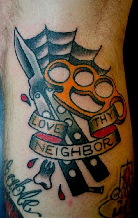 Love Thy Neighbor Tattoo, Vintage Tattoos, Love Thy Neighbor, Tattoo Traditional, Vintage Tattoo, American Traditional, Old School Tattoo, Tattoo Art, Skull Tattoo