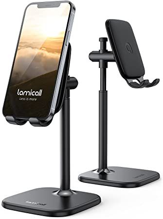 Amazon.com: Cell Phone Stand, Lamicall Phone Holder - Height Angle Adjustable Mobile Phone Stand for Desk, Office, Compatible with iPhone 13, 13 Pro, Pro Max, Mini 12 11 X Xr 8 7 6 Plus, 4-10'' Cellphone & Tablet : Cell Phones & Accessories Adjustable Phone Stand, Desk Phone Holder, Phone Stand For Desk, Phone Dock, Mobile Phone Stand, Best Cell Phone, Cell Phone Stand, Tablet Stand, Mobile Phone Holder