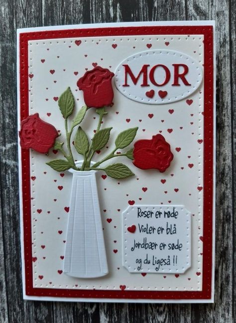 Personalised Cards, Diy Paper Crafts Decoration, Mors Dag, Card Crafts, Valentine Cards, Flower Cards, Personal Cards, Paper Crafts Diy, Diy Paper