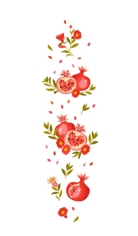 Yalda Design Idea, Nowruz Crafts, Pomegranate Drawing, Pomegranate Pattern, Pomegranate Art, Crewel Embroidery Patterns, Pomegranate Design, African Pattern Design, Artsy Background