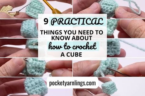 Crochet Cube, Crochet Shapes, 3d Rectangle, Companion Cube, 2d And 3d Shapes, Crochet Borders, Crochet Square, Children's Toys, Square Pattern