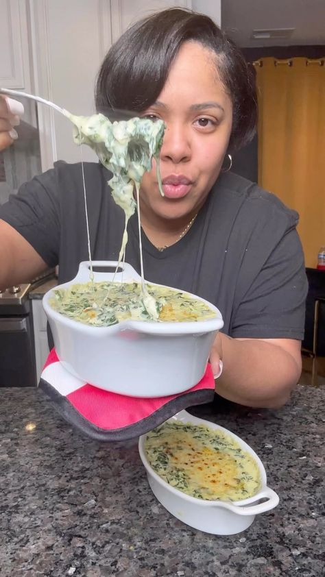 RECIPE BELOW! Why yall don’t like cream spinach? When I was a kid, i had spinach in a can before and was like NEVER AGAIN! Then i grew up… | Instagram post from Kimberly Nichols (@kimmyskreations.1) What To Make With Parmesan Cheese, Cheddar Spinach Dip Recipe, Quick Spinach Dip, Chicken And Spinach Dip, Garlic Spinach Dip, Spinach Dip With Chicken, Spinach Chicken Dip, How To Make Cream Spinach, How To Make Creamy Spinach