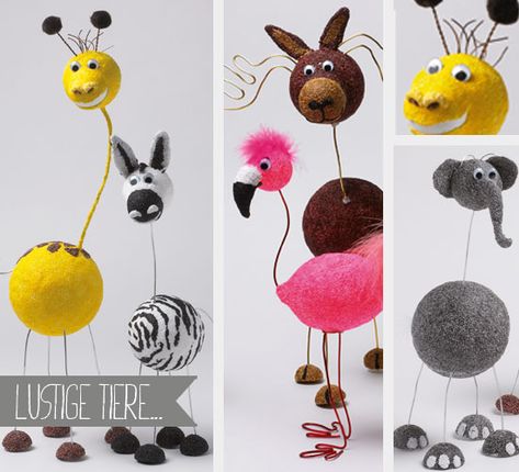 Zootiere aus Foam Clay - kostenlose Anleitung Foam Clay, Pipe Cleaner Crafts, Styrofoam Ball, Animal Crafts, Clay Ideas, Pipe Cleaner, Dry Clay, Wild Ones, 7th Birthday