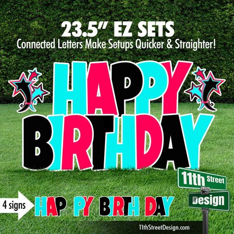 Dinosaur Birthday Signs Diy, Diy Birthday Signs For Yard, Dinosaur Birthday Party Signs, Happy Birthday Yard Signs Diy, Birthday Shout Out, Outdoor Birthday, Outdoor Party Decorations, Yard Cards, Lawn Sign